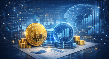 Tokenized investment infrastructure representing digital financial assets, blockchain networks and global capital market participation.